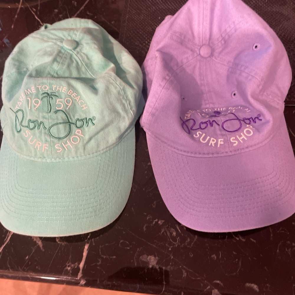 2 Ron Jon Mint Green and Lavender Surf Shop Hats